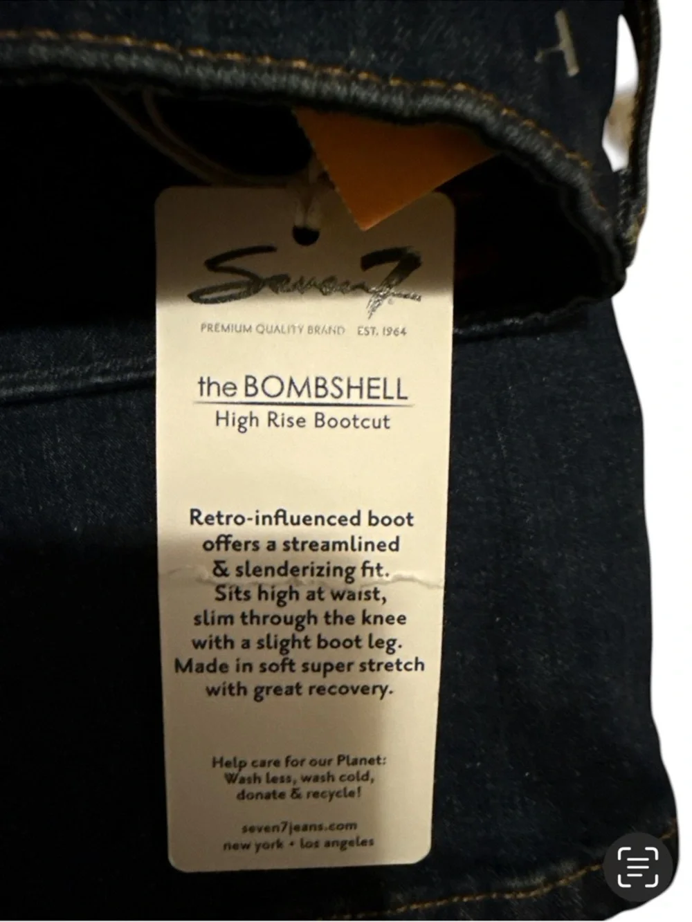 Seven7 Bombshell High Rise Bootcut Jeans Womens 20W NWT Dark Wash Stretch - Picture 5 of 6
